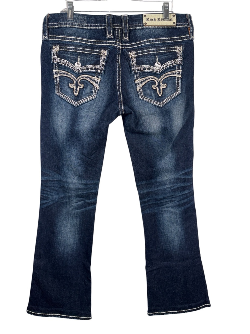 Rock Revival Dark Indigo Bootcut Jeans with Contrast Stitching